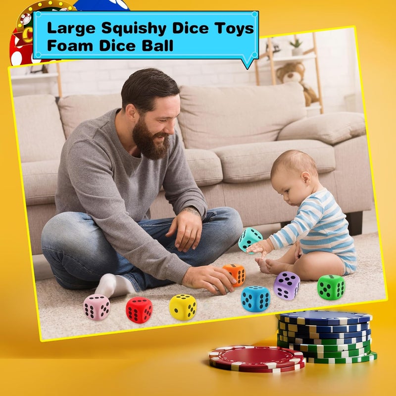 Cotiny 32 Pack 2.36 Inch Large Dice Set Colorful Giant Dice EVA Foam Jumbo Dice for Classroom Math Teaching Game Casino Halloween Party, 8 Colors - Image 4